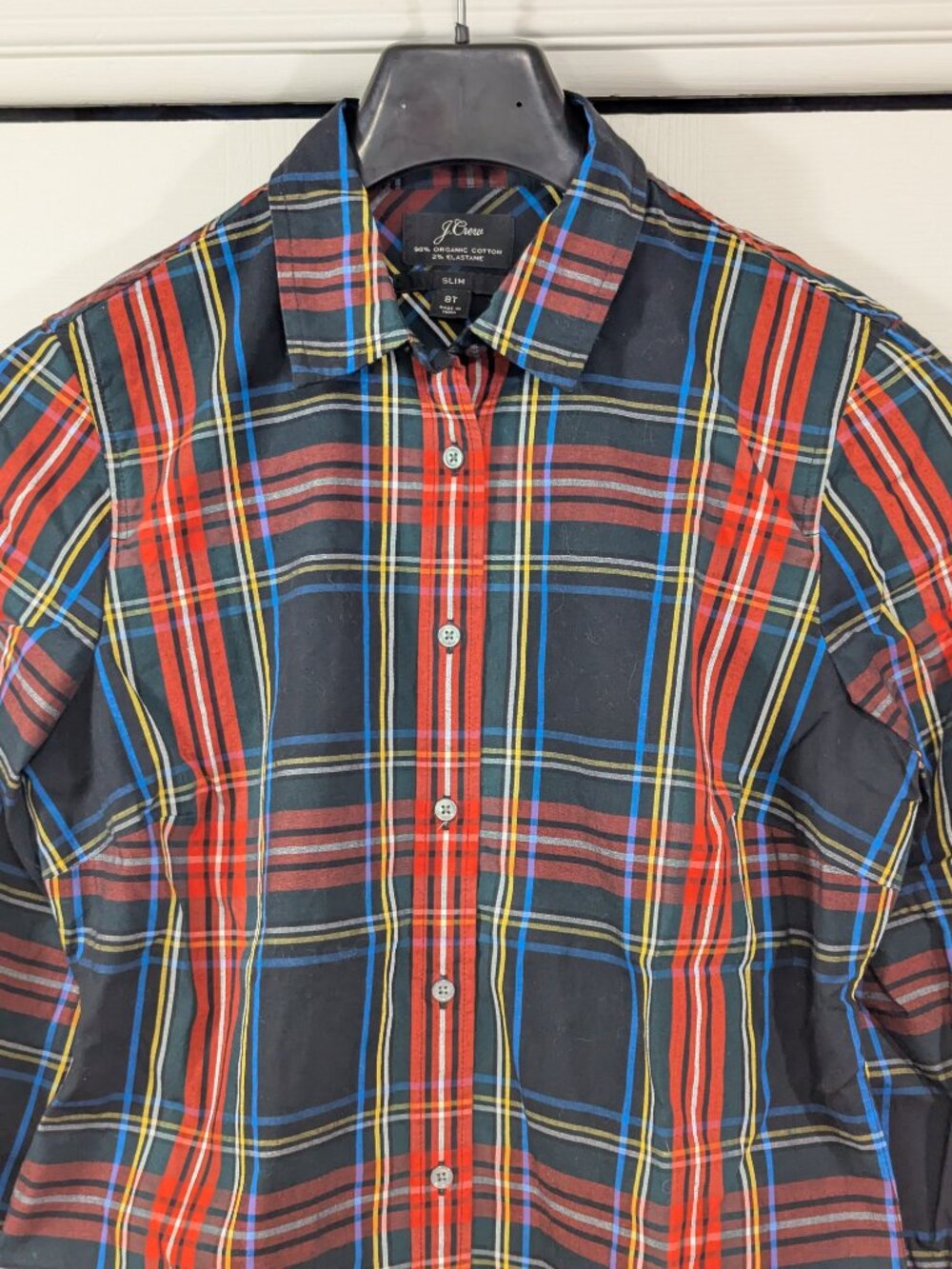 J.Crew Womens Slim Stretch Shirt in Black Stewart Tartan - Picture 4 of 11